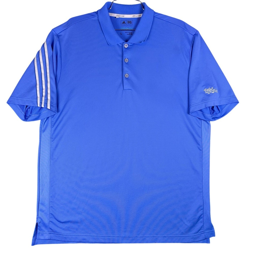 Adidas Golf Polo Shirt Mens Large Blue Climacool Eaglesticks Golf Course Stretch